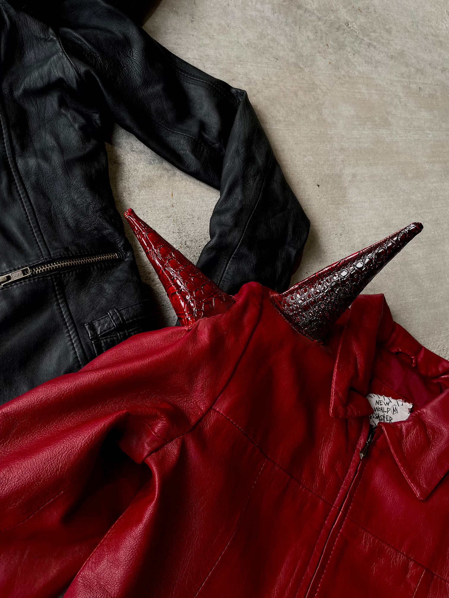 Blood spiked leather jacket