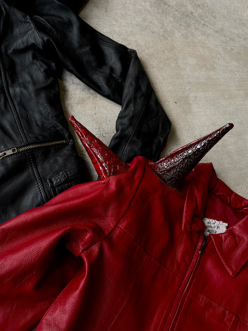 Blood spiked leather jacket