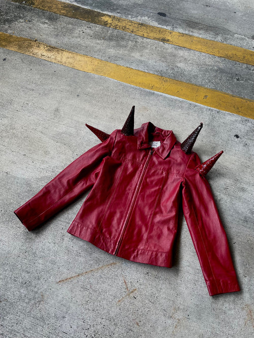 Blood spiked leather jacket