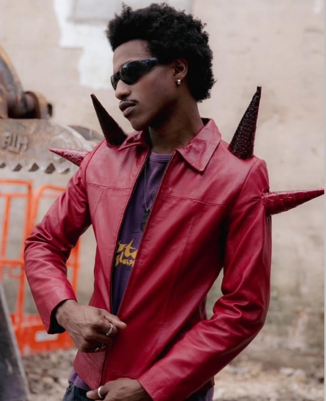 Blood spiked leather jacket